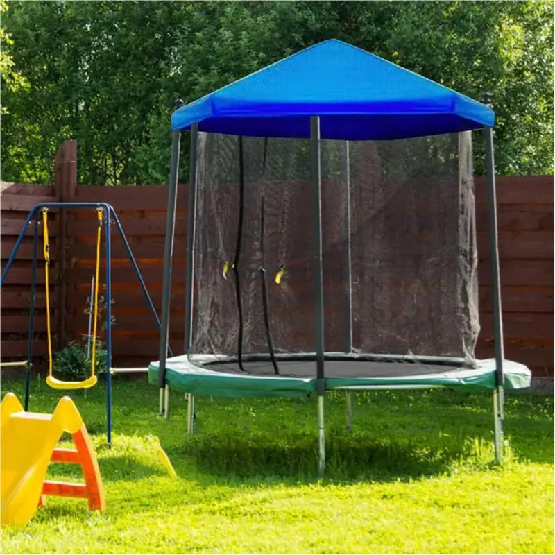 Trampoline Sun Protection Cover Dust-Proof Anti-UV Sunshade Cover Space-Saving Blue Protection Cover User-Friendly Trampoline