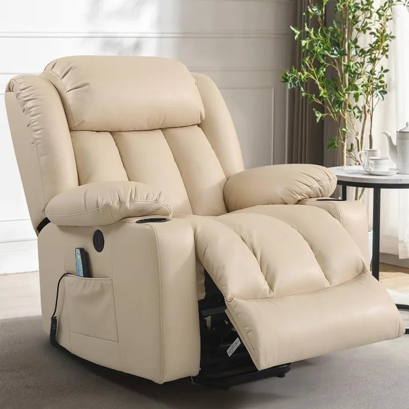 Power Lift Recliner Chair for Elderly Breathable Leather Recliner Chair with Massage and Heat for People Limited Mobility