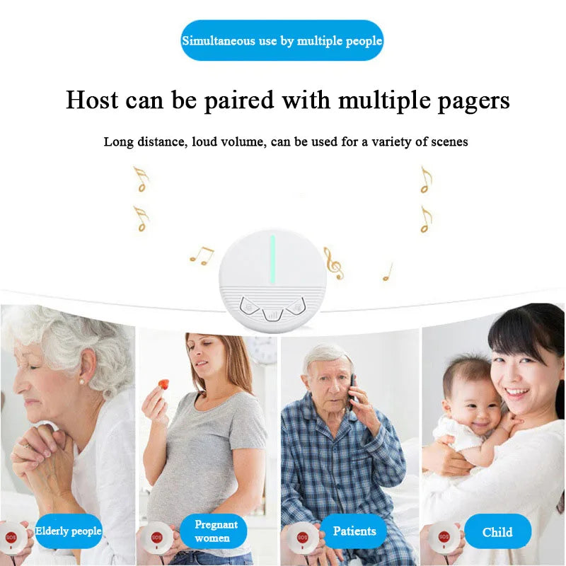 Caregiver Pager Alarm Emergency Alerts SOS Call Button Medical  Nurse Calling System for Elderly Patient Seniors Disabled Kids