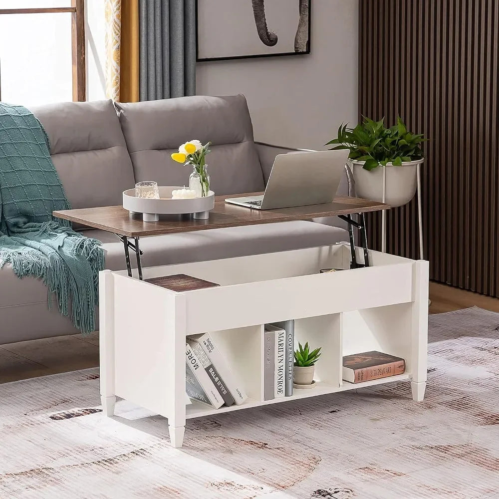 Dining Tables for Living Room Chairs With Storage Shelf Hidden Compartment Furniture White Lift Top Coffee Table