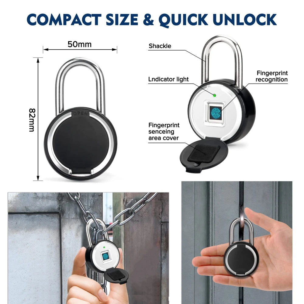 Tuya Smart Fingerprint Padlock Electronic Door Lock Bluetooth-compatible Smart Life APP Unlock Waterproof Security Protection