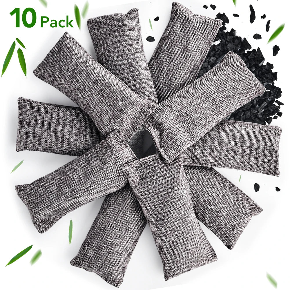 10pcs Natural Bamboo Charcoal Bags For Odor Elimination Everywhere!