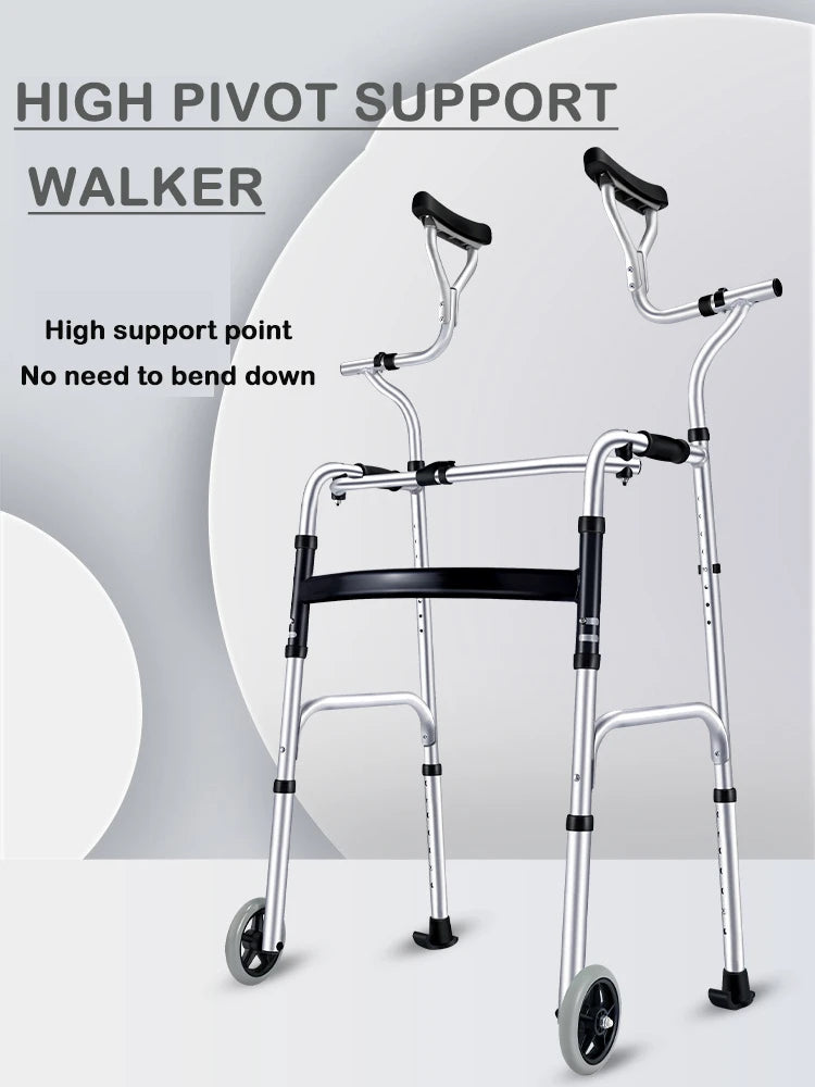 Elderly Rehabilitation Walker Device Underarm Crutche Walking Stick Disabled Rollator Aluminum Alloy Standing Frame Toilet Chair