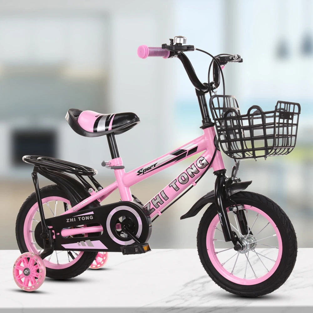 12/14/16 Inch Children Bike Boys Girls Toddler Bicycle Adjustable Height Kid Bicycle with Detachable Basket for 2-7 Years Old