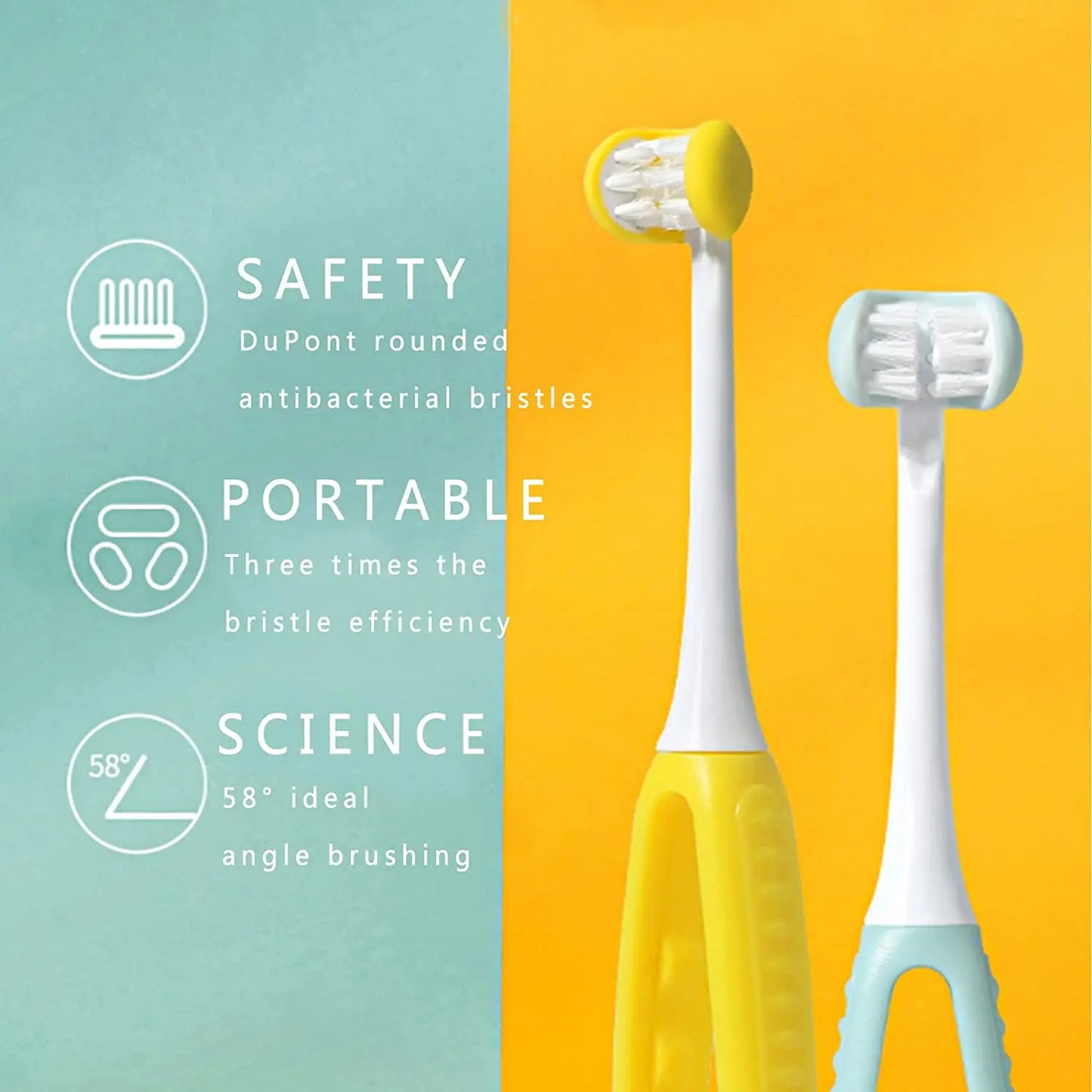 3 Sided Toothbrush Bristles for Special Needs Kids  Autism ToothbrushSoft Bristles Soft and Gentle for Complete Tooth Gum Care