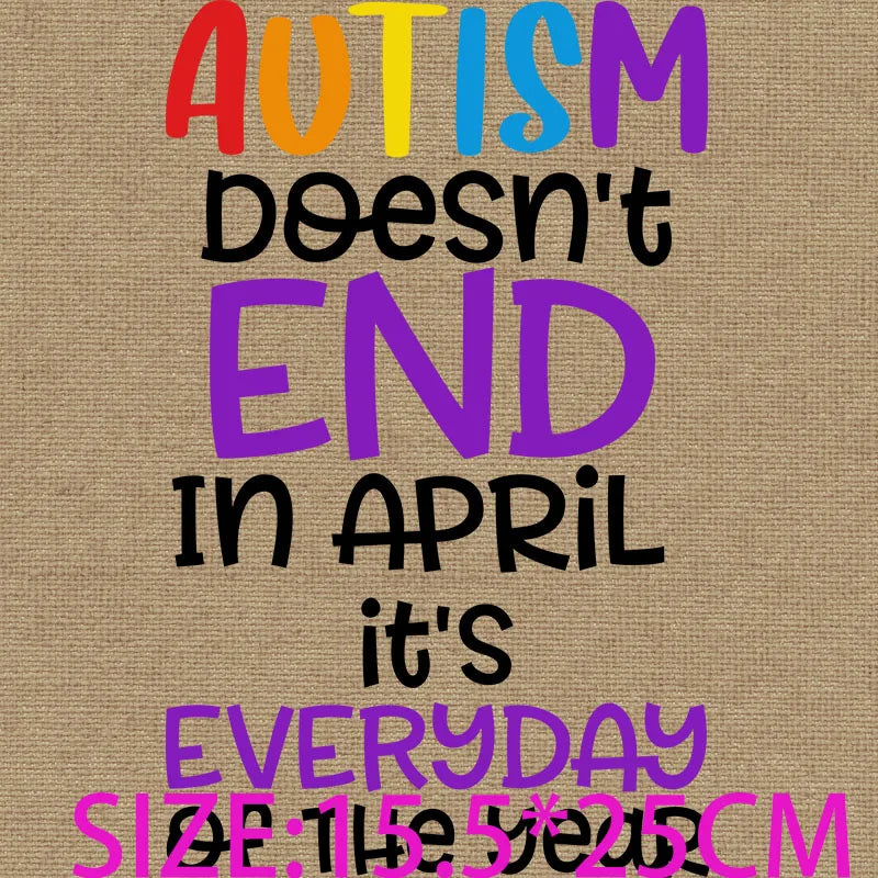 Kids Iron On Patches We Wear Blue For Autism Awareness Autism its not a disability Rainbow Dabbing Skull Gnomes DTF Print