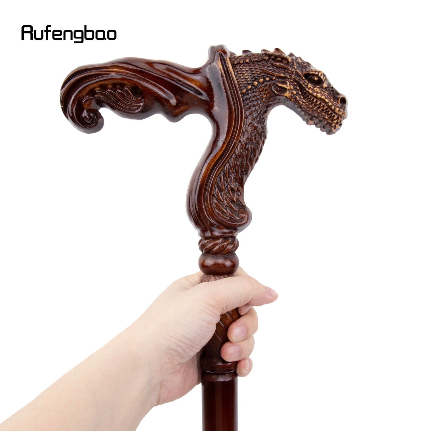 Dinosaur Brown Wooden Fashion Walking Stick Decorative Vampire Cospaly Party Wood Walking Cane Halloween Mace Wand Crosier 93cm