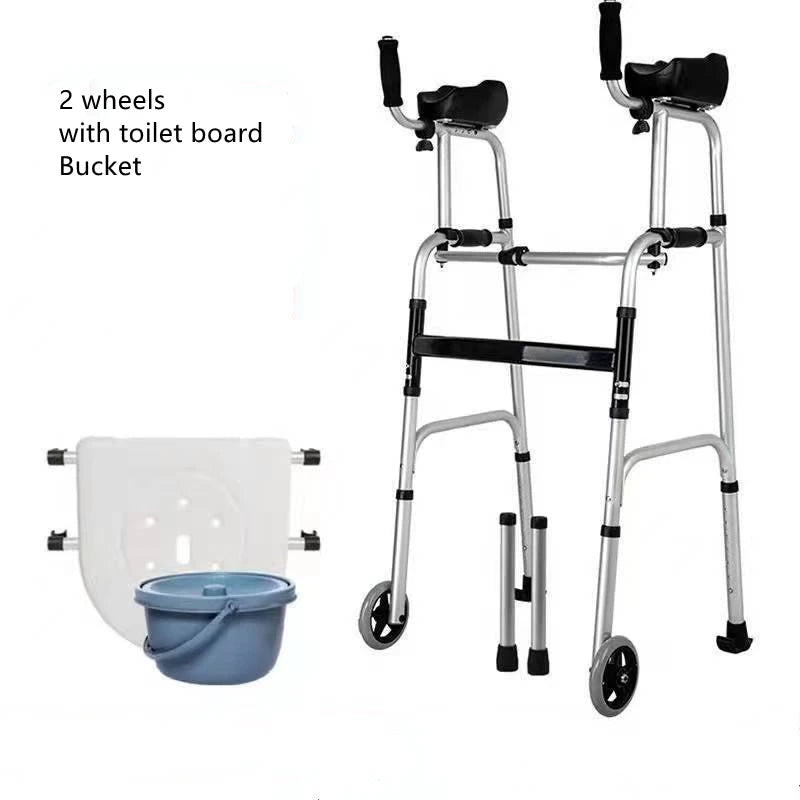 Disabled Elderly Walker Device Double Arm Mobility Aid Toilet Shower Chair Foldable Walking Stick Rehabilitation Standing Frame