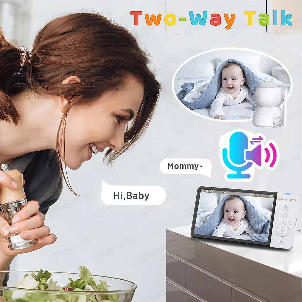 5'' IPS Screen Pan-Tilt-Zoom Camera Video Baby Monitor with 30-Hour Battery 2-Way Talk Night Vision Temperature Lullabies SD Card