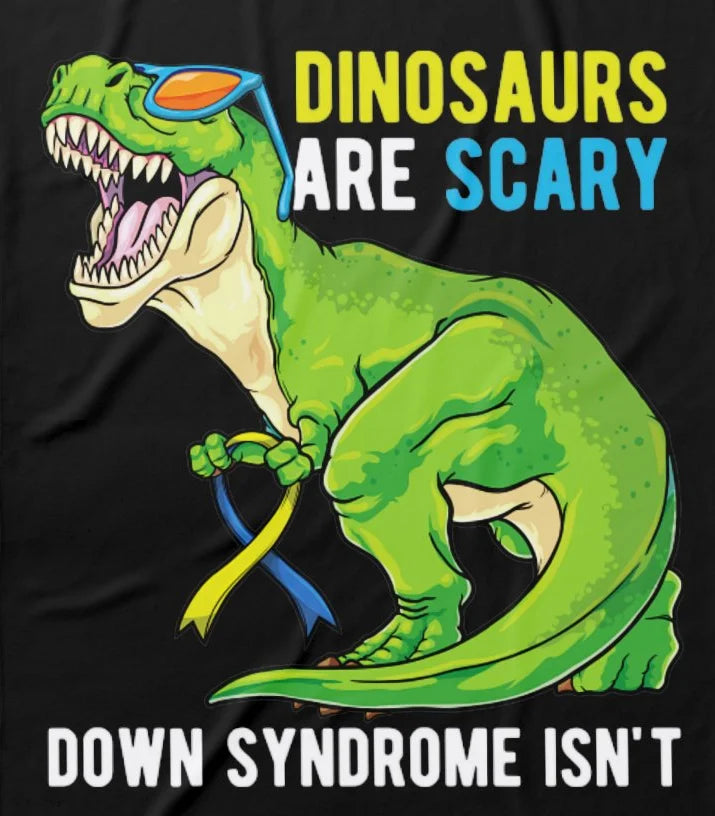 Dinosaur Down Syndrome Awareness T-Shirt 100% Cotton O-Neck Short Sleeve Casual Mens T-shirt Size S-3XL