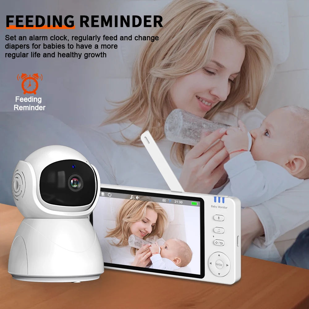 5''IPS Screen Pan-Tilt-Zoom Camera Video Baby Monitor 3500mAh Battery Two-Way Talk Night Vision Lullabies  Babysitter Monitor