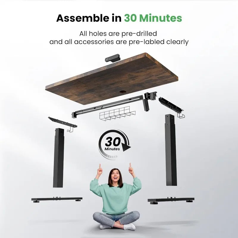 Electric Standing Desk Adjustable - 48 x 24 Inch Sit Stand up Table with Cable Management for Computer Home Office Desks- Meets ADA Recommendations for accessibility including wheelchairs