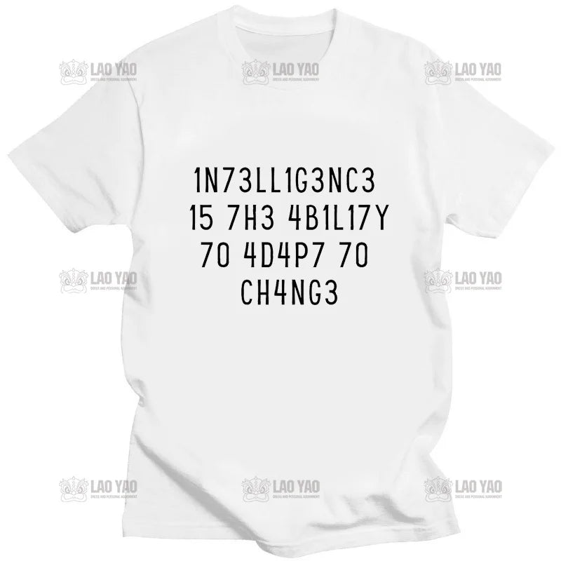 Intelligence Is The Ability To Adapt To Change Letters Print Tee -Mens