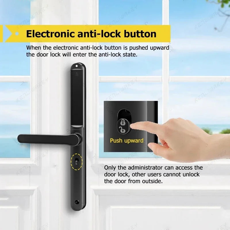 TTLock Fingerprint Biometric Waterproof Smart Door Lock APP Bluetooth Password RFID Code Electronic Aluminum Sliding Door Lock