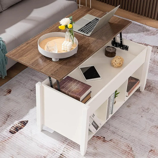 Dining Tables for Living Room Chairs With Storage Shelf Hidden Compartment Furniture White Lift Top Coffee Table