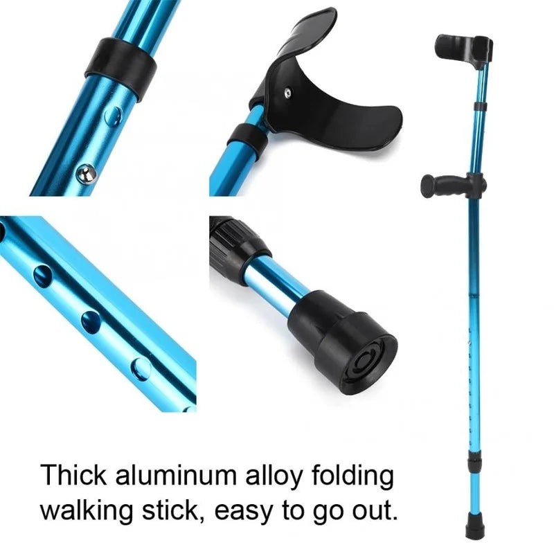 Adjustable Telescopic Underarm Cane Crutch Crutches Aluminum Alloy for Disabled Seniors Elderly Portable Folding Walking Stick