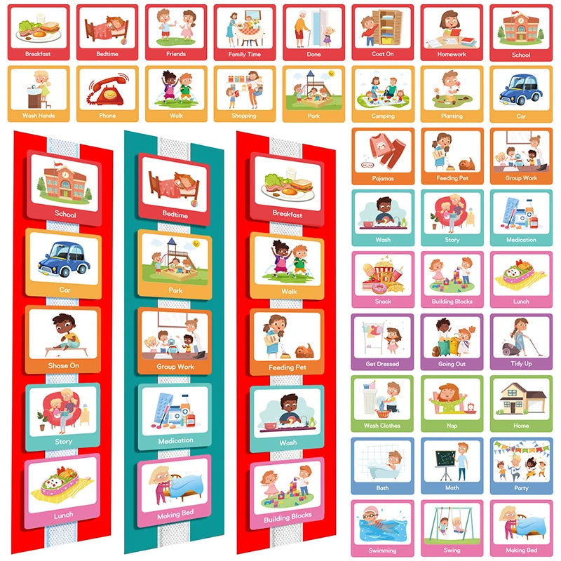 Kids Daily Visual Schedule Calendar Chart Preschool Early Learning Toy Daily Chore Routine Chart Scheduling Planning Daily Cards