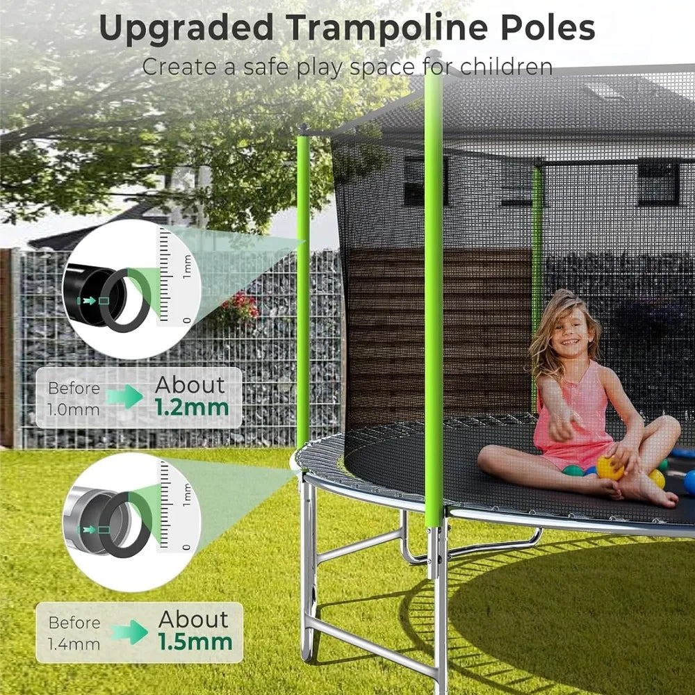 Upgraded 16FT Trampoline for Kids and Adults, Large Outdoor Trampoline with Enclosure,