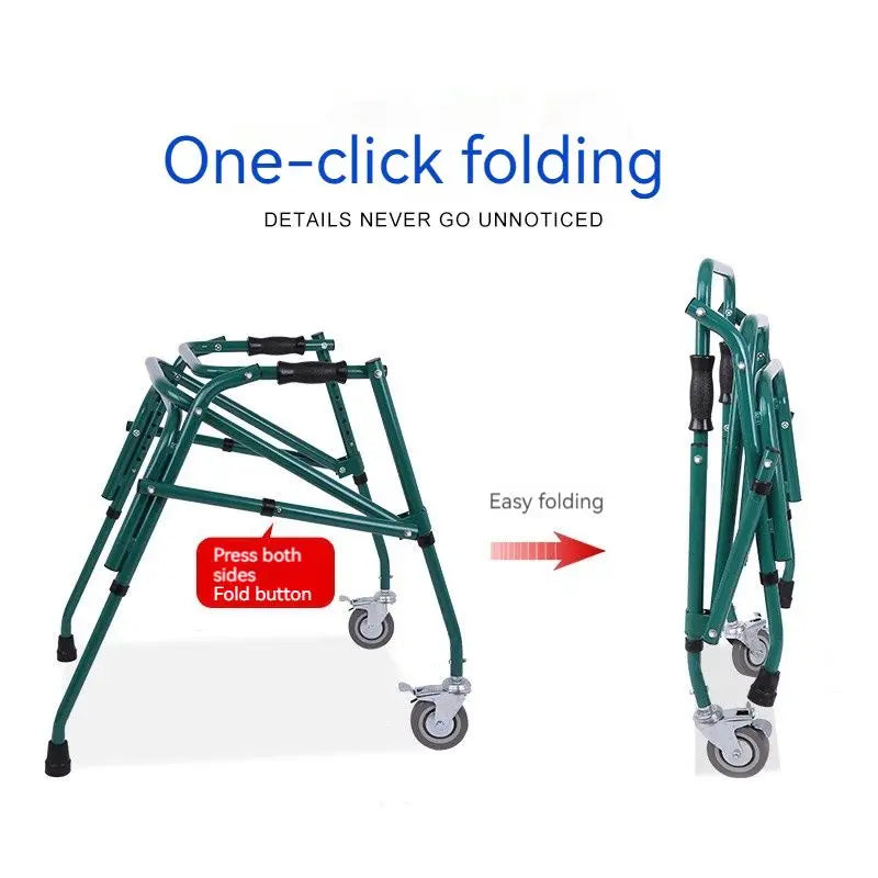 One-Click Folding Aluminum Alloy Disabled Walker Multifunctional Children Walker