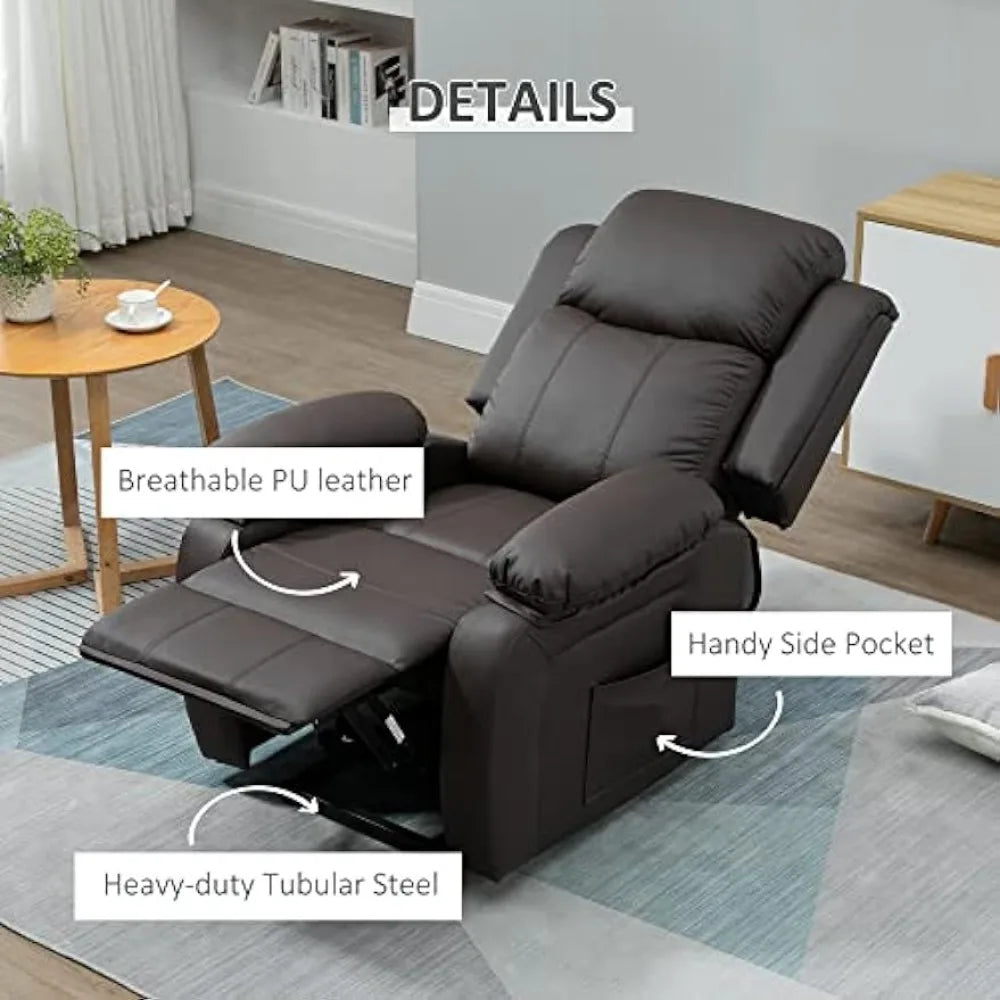 Living Room Power Lift Chair, PU Leather Electric Recliner Sofa Chair for Elderly with Remote Control, 3 Positions, Side Pockets