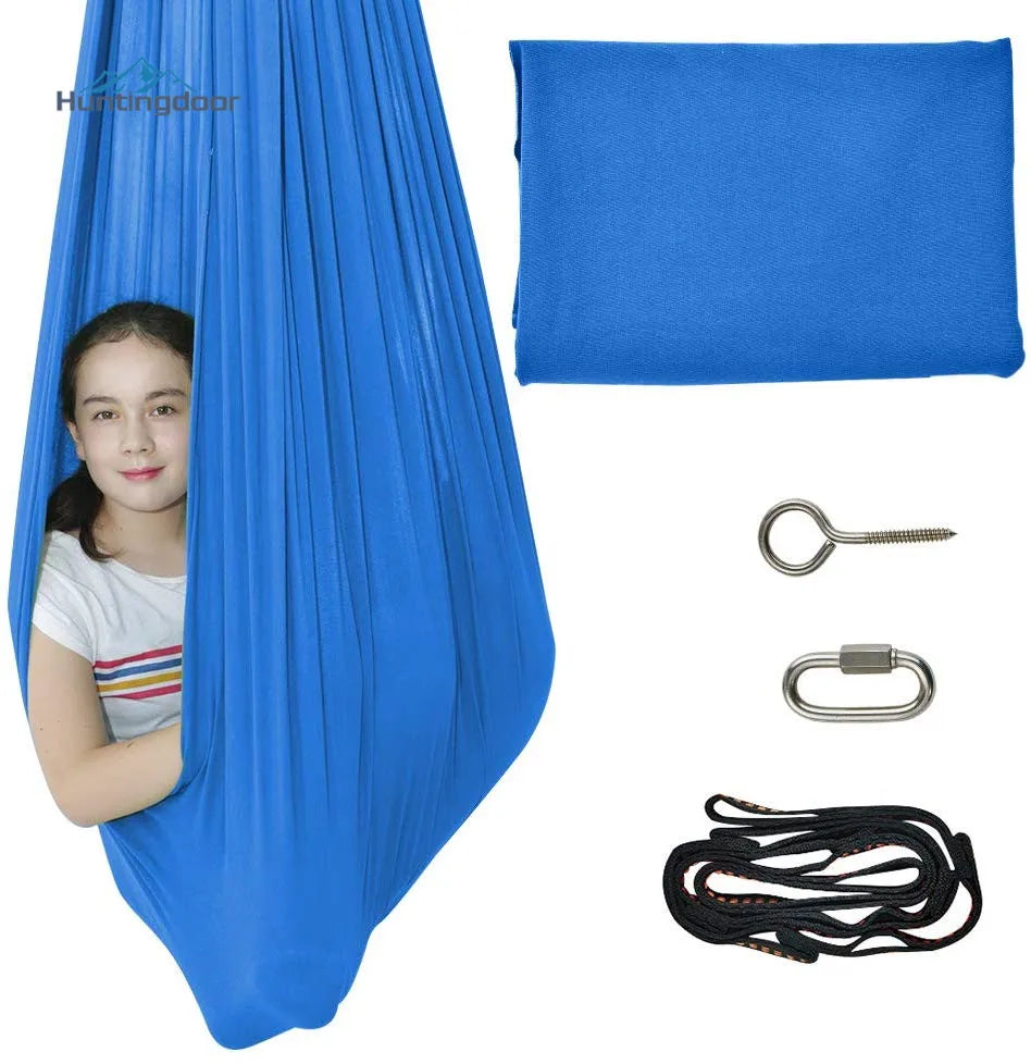 1PC Blue Hammock Indoor Therapy Swing for Kids with Special Needs Lycra Snuggle Swing Cuddle Hammock for Children 80*120cm