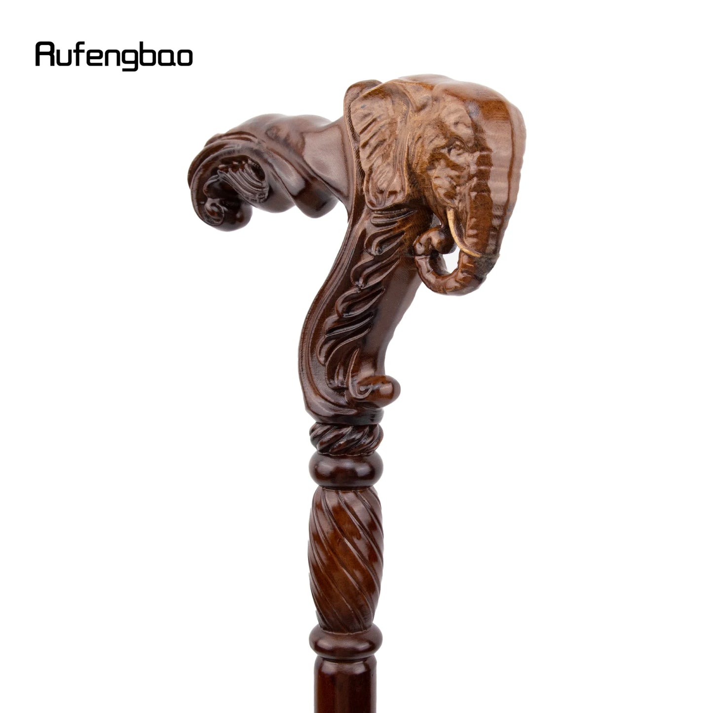 Elephant Brown Wooden Fashion Walking Stick Decorative Vampire Cospaly Party Wood Walking Cane Halloween Mace Wand Crosier 93cm