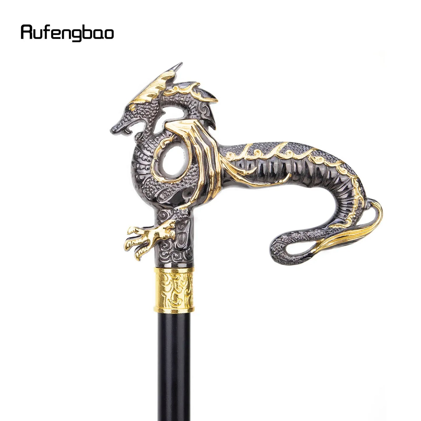 Gold Black Luxury Dragon Walking Cane Fashion Decorative Walking Stick Gentleman Elegant Cosplay Cane Knob Crosier 93cm