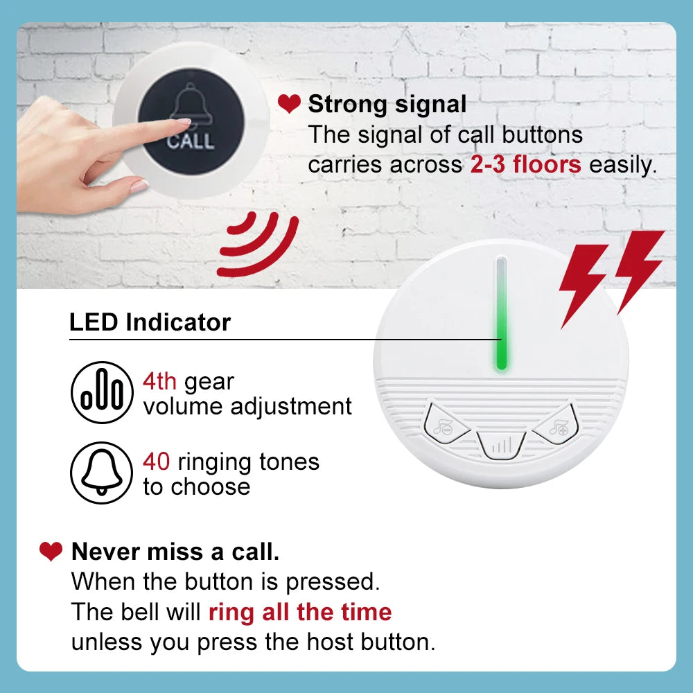 Smart Home SOS Emergency Button Alarm for Handicapped Caregiver Pager Wireless Nurse Alert System for Elderly
