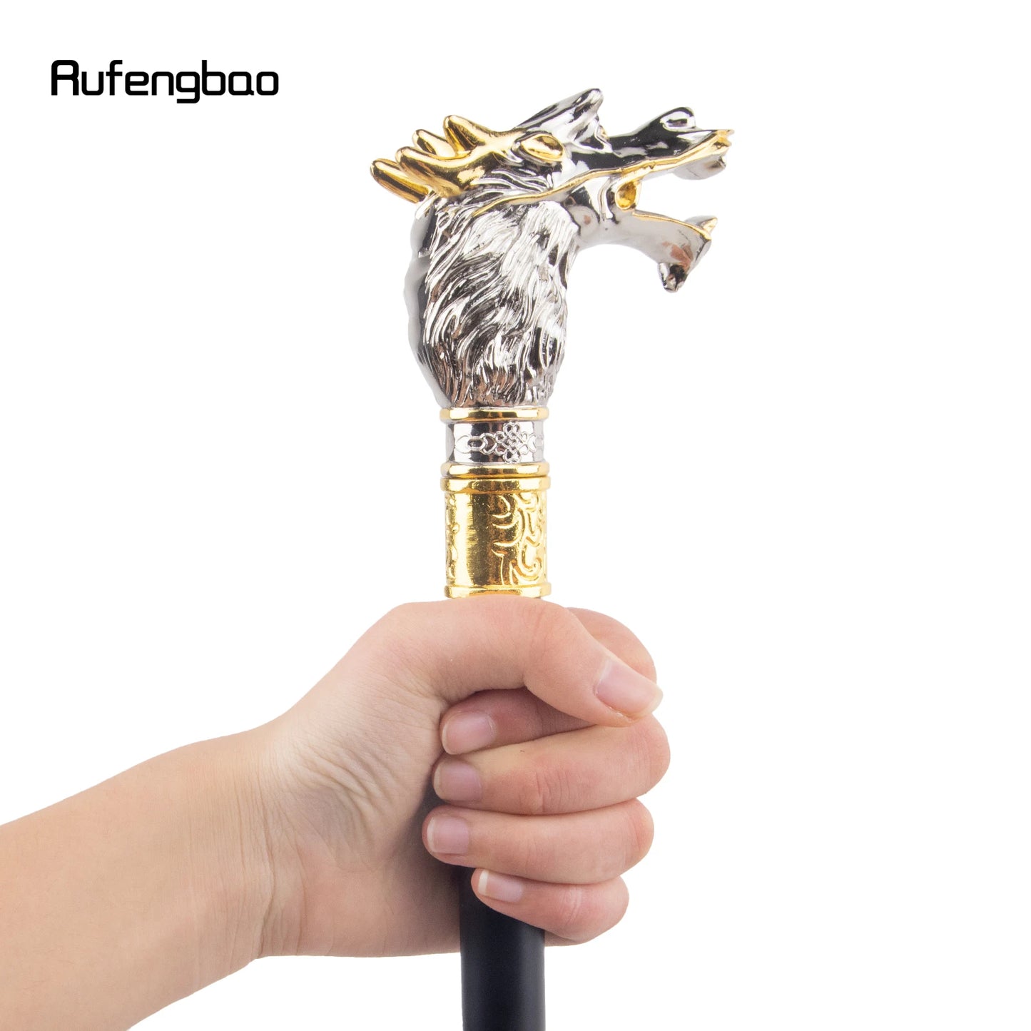 White Black Luxury Dragon Head Walking Cane Fashion Decorative Walking Stick Gentleman Elegant Cosplay Cane Knob Crosier 93cm