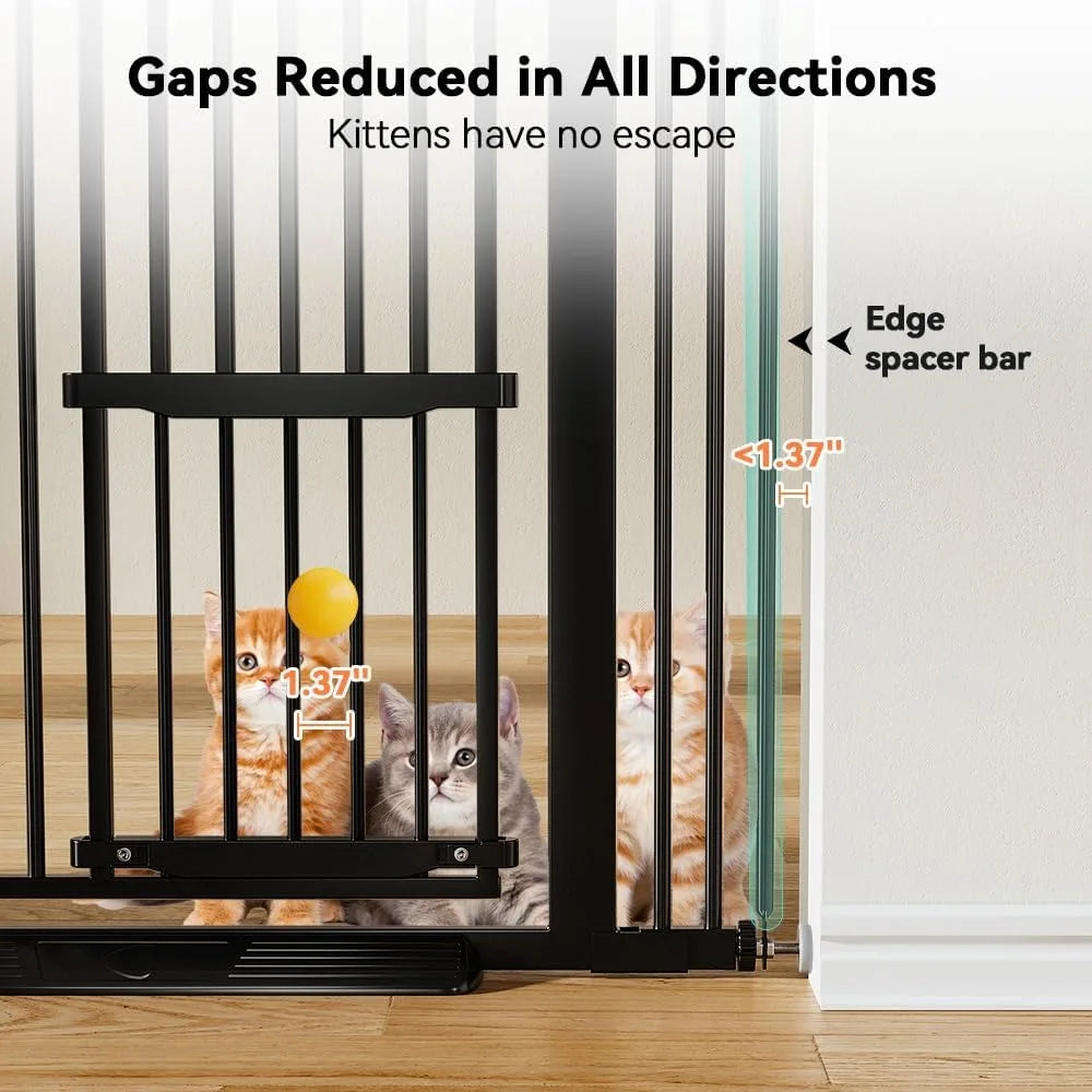 71" Extra Tall Pet Gate for Cats 29.5-40.6  Extra Wide Cat Gate with Adjustable Cat Door  Pressure Mounted Easy Walk Through