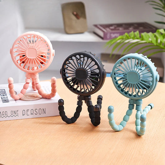 Stroller Fan Clip on For Baby Flexible Tripod  Rechargeable Battery Small Personal Fan Portable Fan for Travel Handheld Car Bed