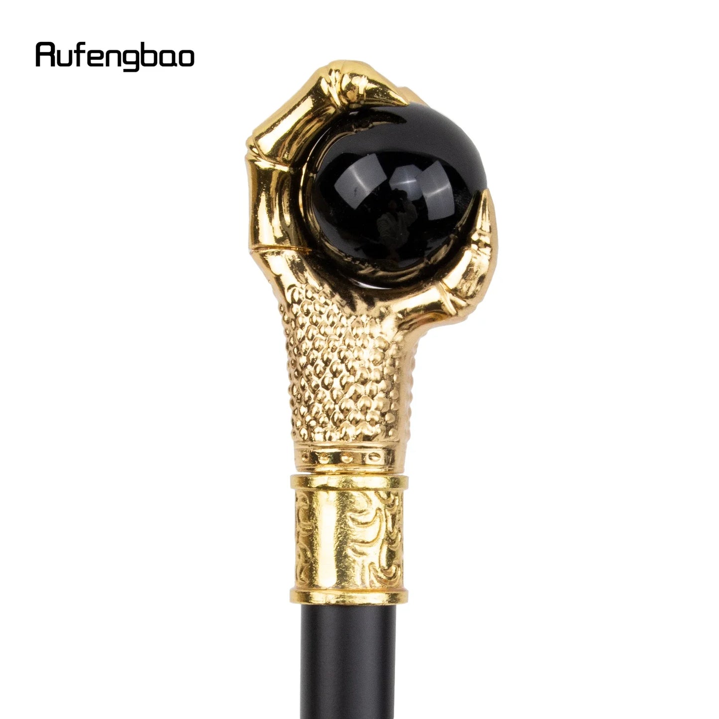 Dragon Claw Grasp Black Glass Ball Golden Walking Cane Fashion Decorative Walking Stick Cosplay Cane Knob Crosier 93cm