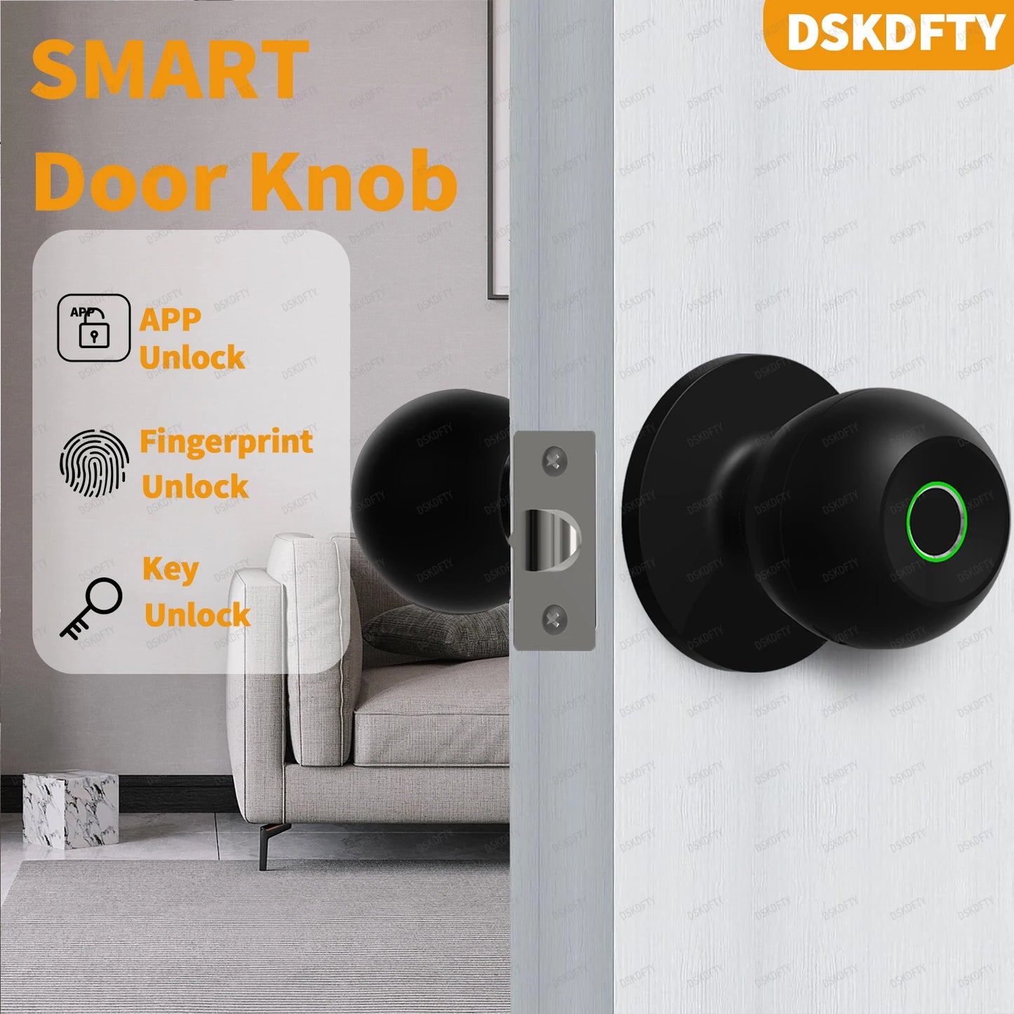 Fingerprint Door Lock For Bedroom Smart Lock Biometric Door Knob Lock with App Control for Bedrooms Cloakroom Apartments Offices