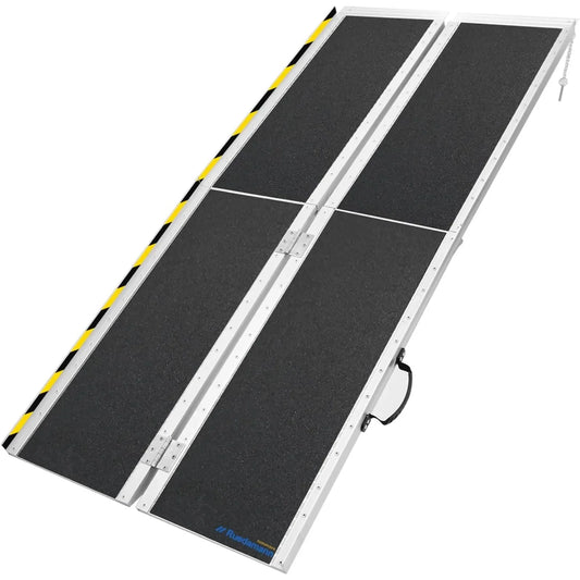 US  6'L × 29" W Wheelchair Ramp, 600Lbs Capacity, Non-Slip Threshold Ramp, Portable Aluminum Folding