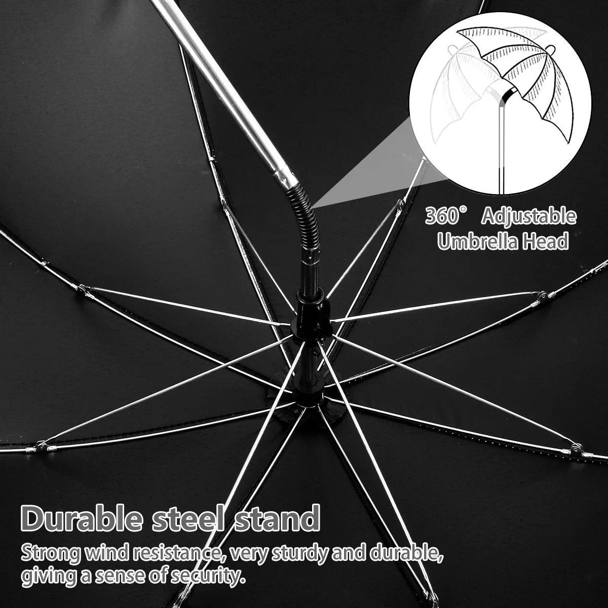 Universal Baby Stroller Umbrella 360° UV Protection Pram Umbrella Adjustable Waterproof Baby Carriages Parasol for Bike Wheelcha