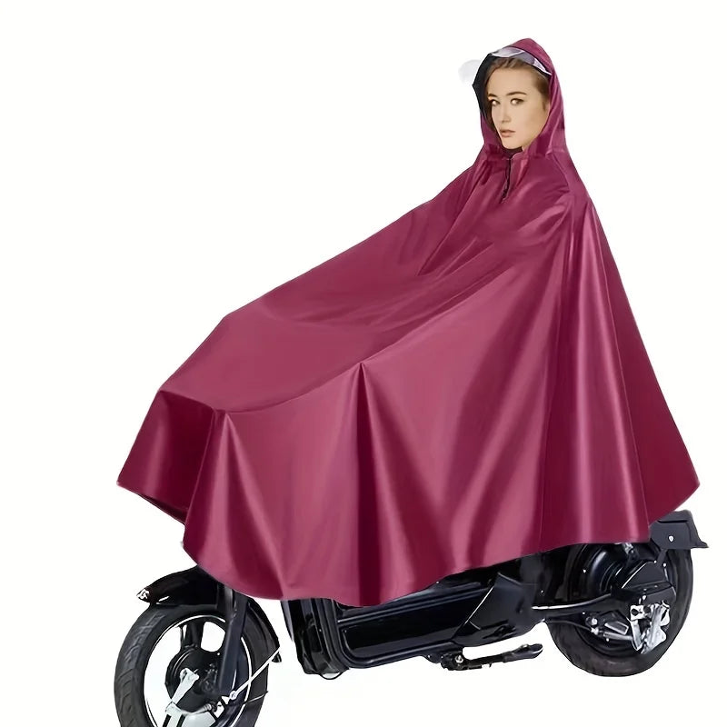 Reusable Rain Poncho, Water & Tear Resistant Hooded Raincoat, Solid Color Wheelchair Rain Protection Rain Jacket