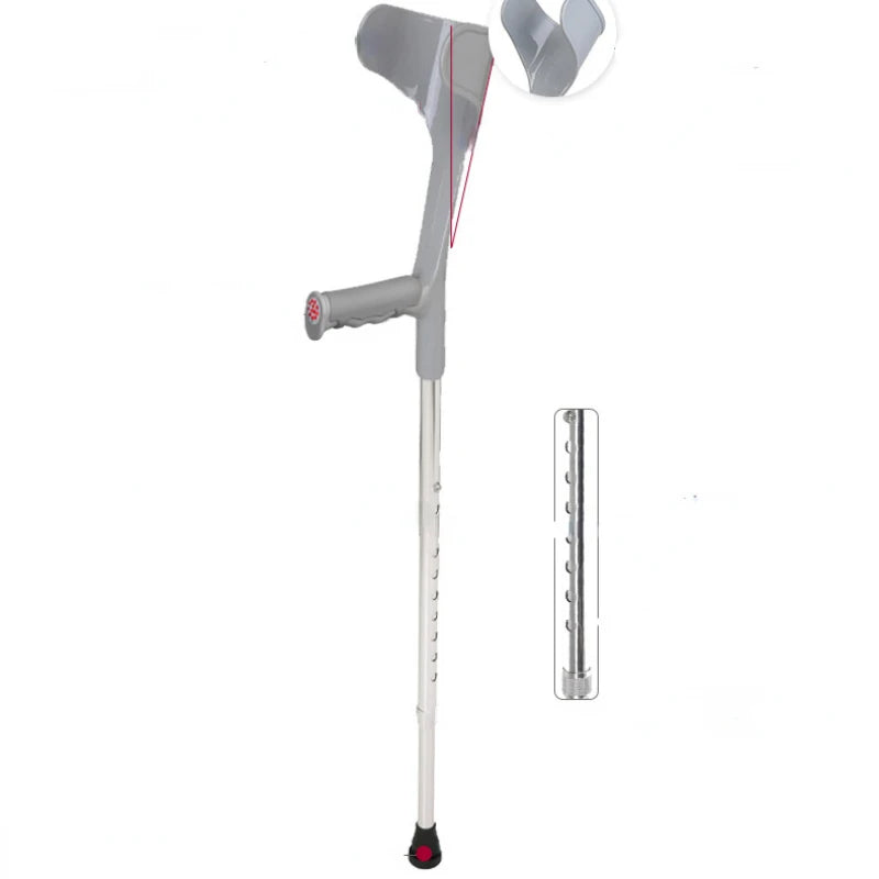 Foldable Fracture Support Crutch Lightweight Adjustable Underarm Double Crutches with Comfortable Elbow Design