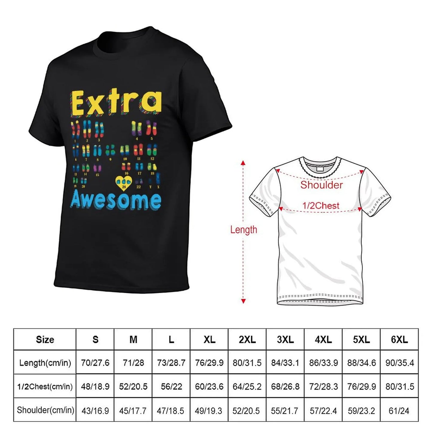 Extra Awesome XY Boy Trisomy 21 World Down Syndrome T-Shirt new edition heavyweights blacks t shirts for men cotton