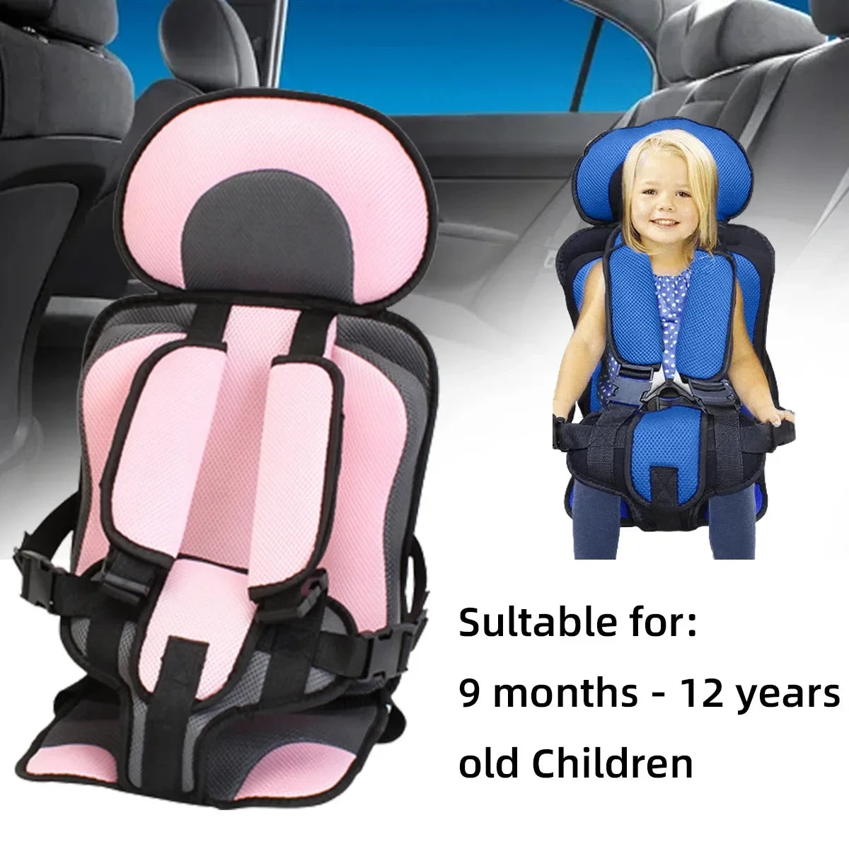 Child Safety Seat Cushion for 6 Months To 12 Years Old