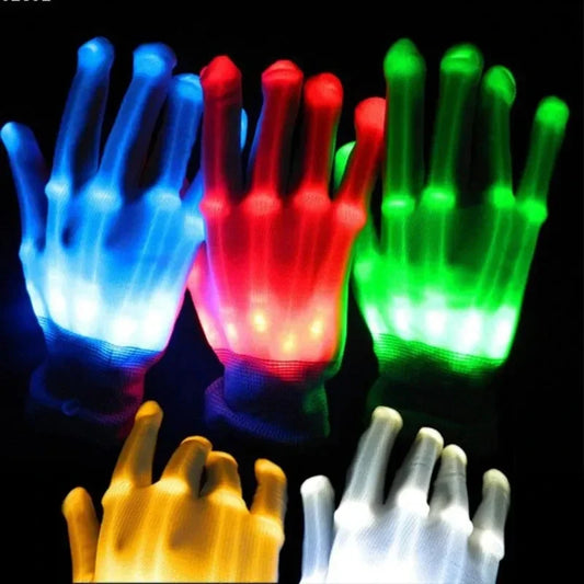 LED, Glowing,  Flashing Skull Gloves, Stage Costume Supplies, Sensory Toy