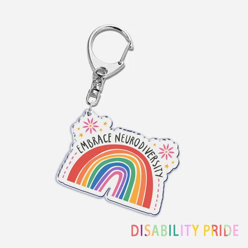 Disability Pride Key Chain Keychains Ring for Accessories Bag Pendant Keyring Jewelry Autism Festival Support