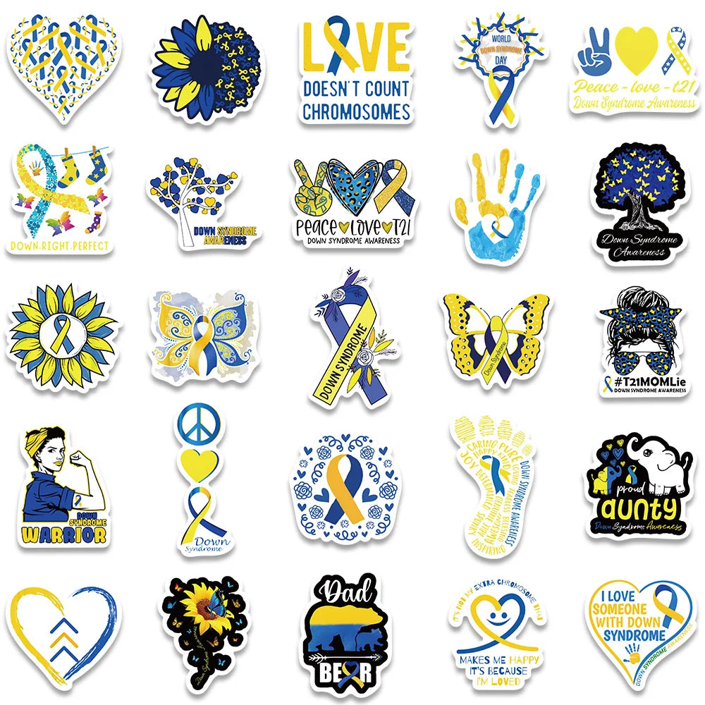 50PCS Down Syndrome Care Stickers Aesthetic Car Motorcycle Luggage Guitar Skateboard Laptop Sticker Decal Sticker