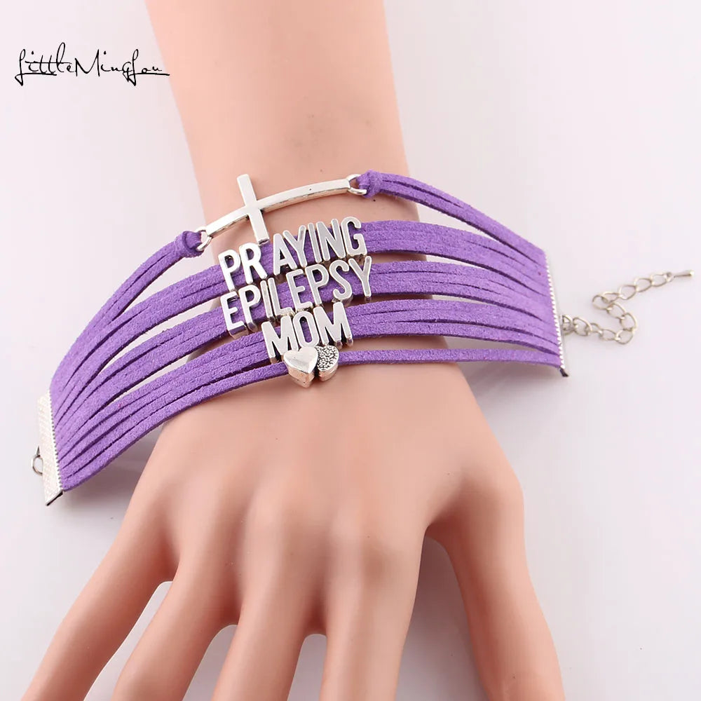 Infinity Hope EPILEPSY Bracelet Awareness Leather Wrap Men Bracelets & Bangles For Women Jewelry Drop Shipping