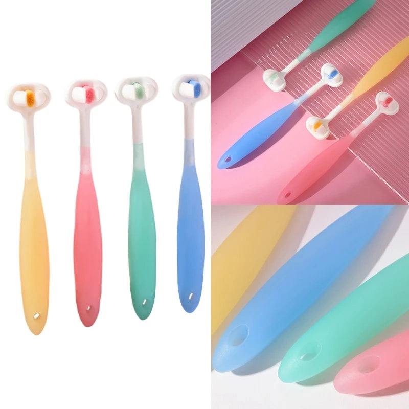 3 Sided Autism Toothbrush Three Bristles for Special Need Kids Soft Bristles Soft Cleaning Toothbrush for Kids