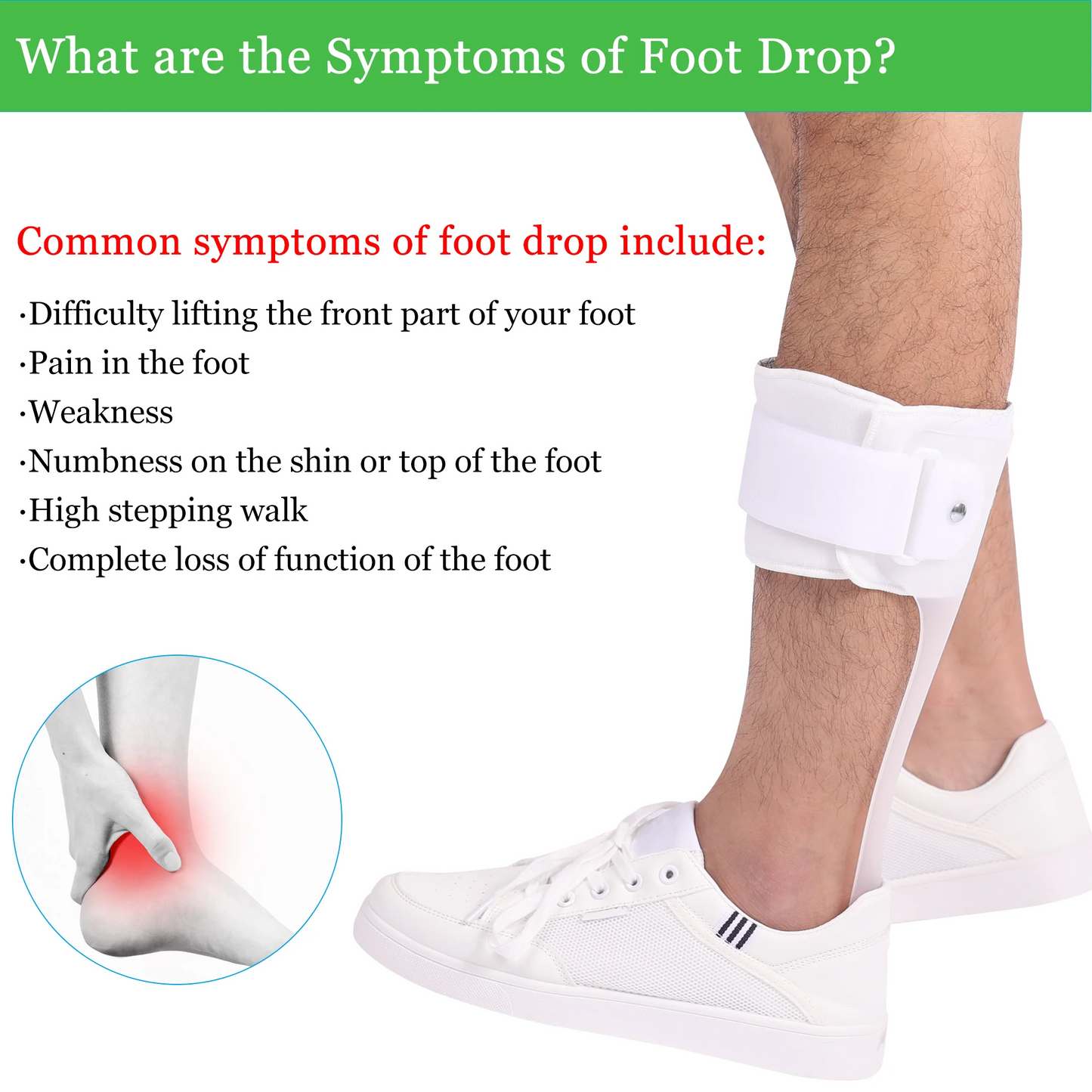 AFO Drop Foot Brace for Walking - Ankle Foot Orthosis Support - Foot Drop Orthotic Brace - Drop Foot Splint - for Men and Women