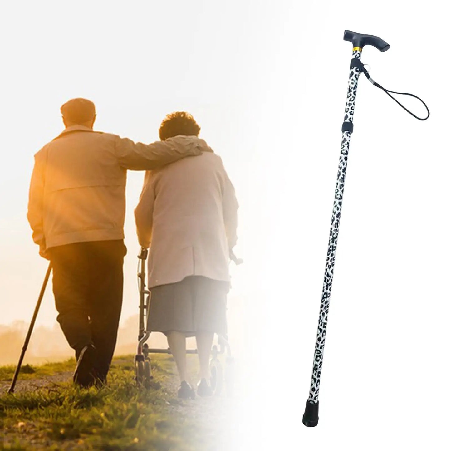 Trekking Poles Foldable Anti Shock Lightweight Walking Sticks Metal Cane for Elderly Old Man Camping Trekking Mountaining Hiking