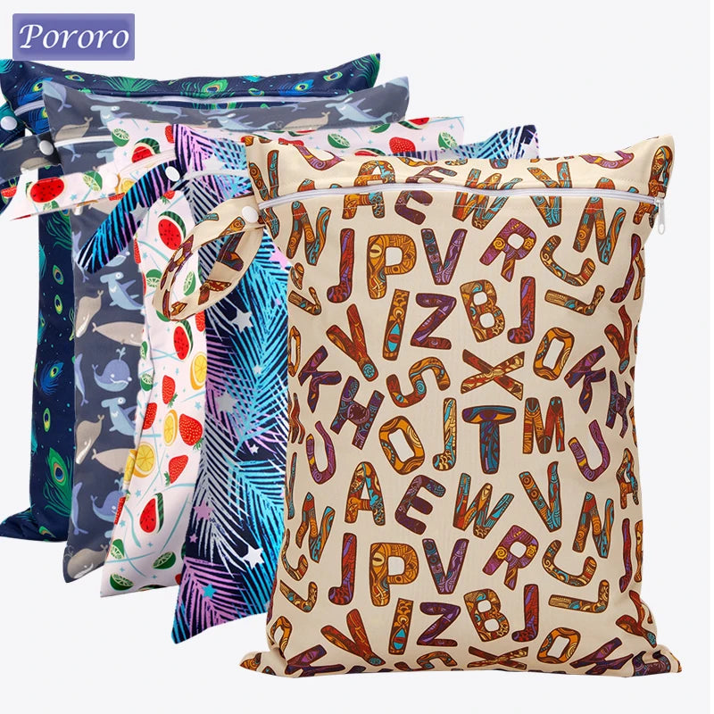 30x40cm Waterproof Wetbags Fashion Washable Reusable Cloth Diaper Wet Nappy Bag Wet Bags for Swimsuits Beach Stroller