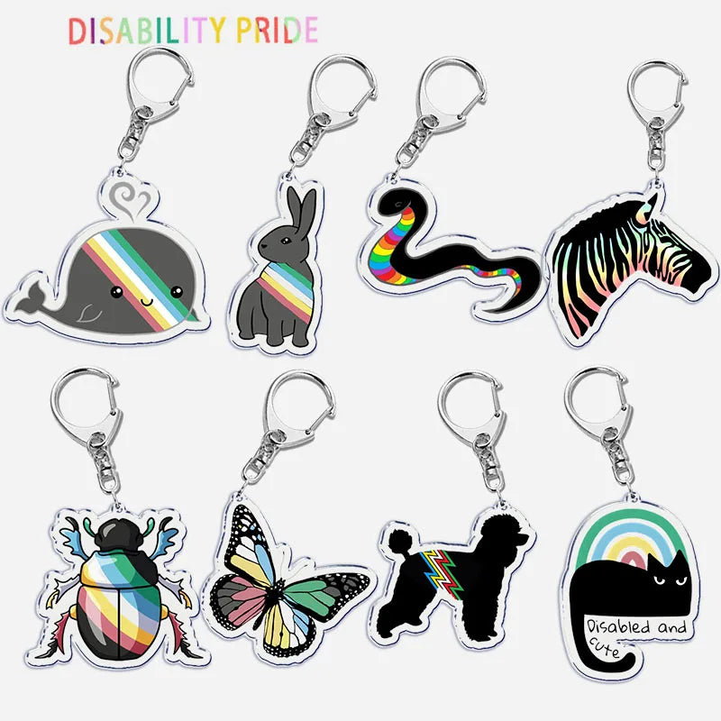 Disability Pride Key Chain Keychains Ring for Accessories Bag Pendant Keyring Jewelry Autism Festival Support