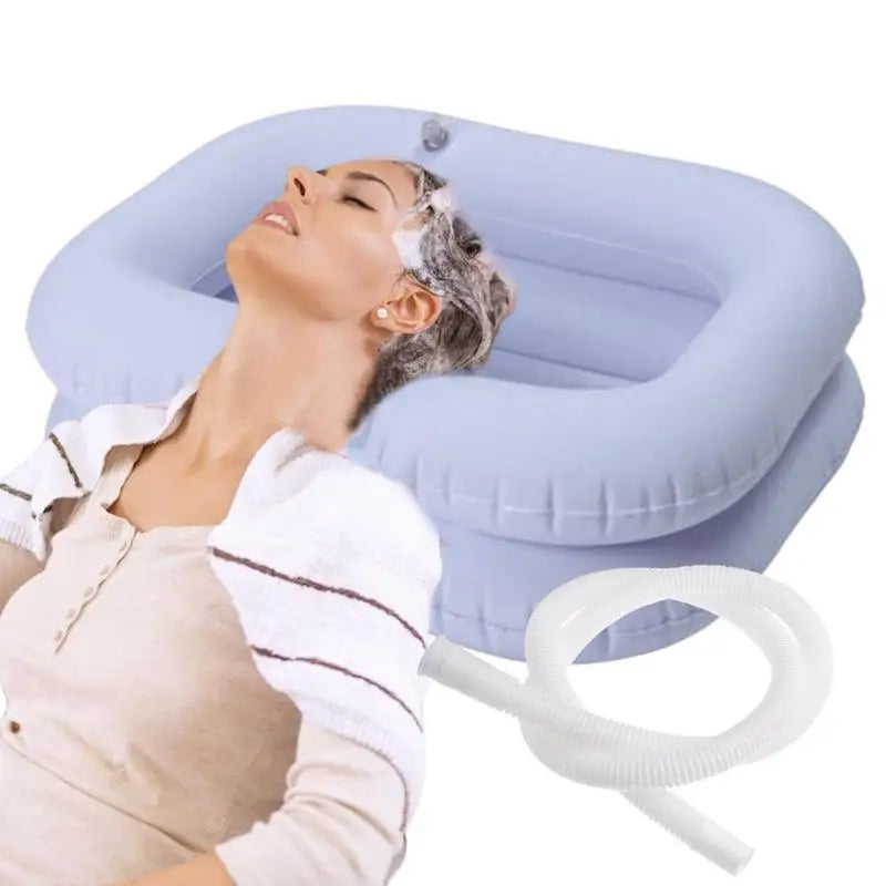 Inflatable Hair Washing Basin With Drain Tube For Elderly Disabled Suitable For Lying Bed Rest Nursing Aid Sink Shampoo Tray