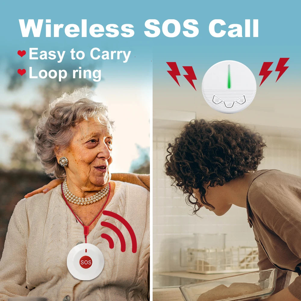 Caregiver Pager Alarm Emergency Alerts SOS Call Button Medical  Nurse Calling System for Elderly Patient Seniors Disabled Kids